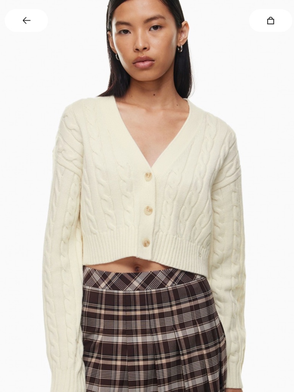 Aritzia cropped cream sweater